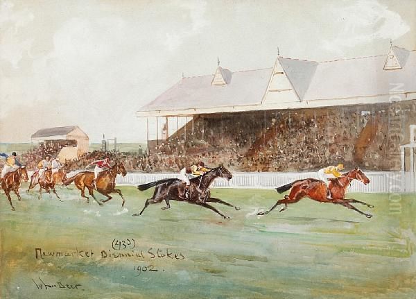 Rising Glass Wins The Jockey Club Stakes,newmarket Oil Painting by John Beer