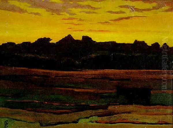 Coucher De Soleil Sur La Lande Oil Painting by Georges Lacombe