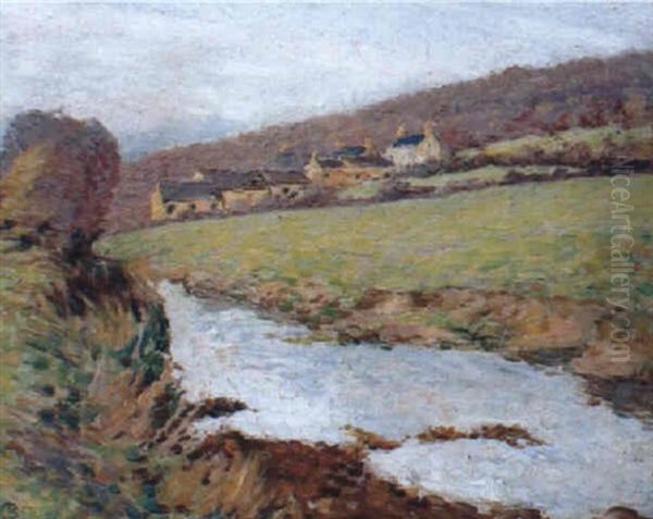 Chaumieres Et Ruisseau En Bretagne Oil Painting by Georges Lacombe