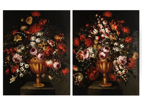 Blumenstilleben (pair) Oil Painting by Gabriel de LaCorte