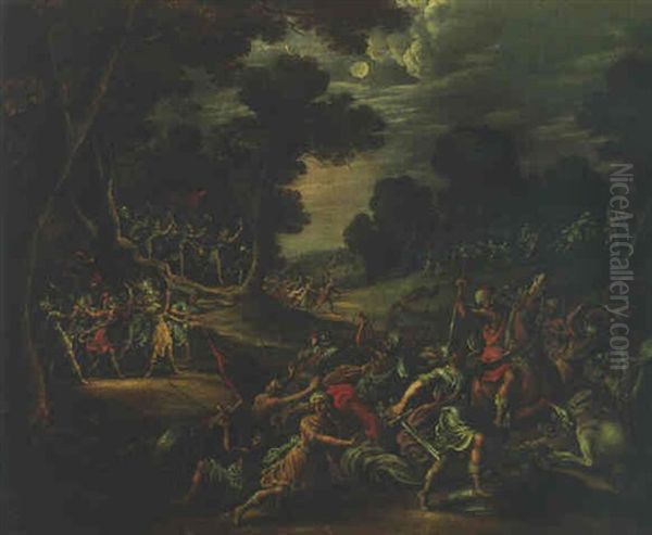 A Battle Between Moors And Christians Oil Painting by Juan de LaCorte