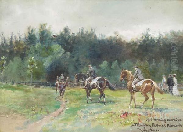 Off To Morning Exercise At Moulton Paddocks, Newmarket Oil Painting by John Axel Beer