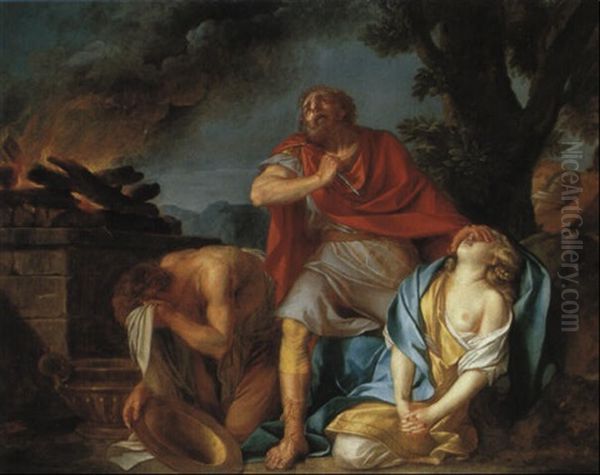 Le Sacrifice De Jepht, Oil Painting by Pierre (Pere) (Delacour) Lacour