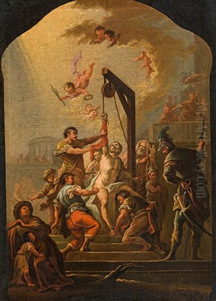 Martyrdom Of Saint Bartholomew Oil Painting by Johann Nepomuk de LaCroce