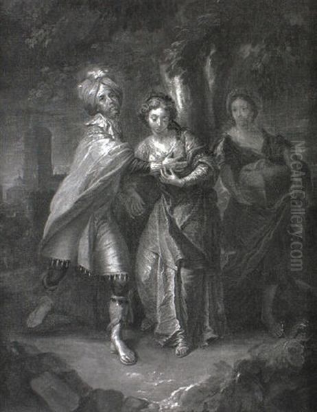 Lot And His Daughters Fleeing Sodom Oil Painting by Johann Nepomuk de LaCroce