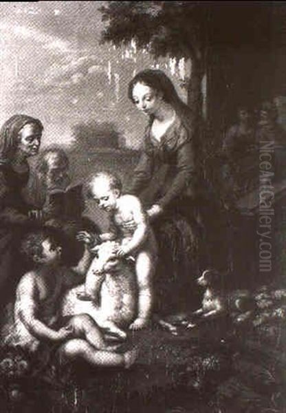 Die Madonna Mit Dem Kind, Dem Johannesknaben , Der Hl. Anna Und Joachim Oil Painting by Johann Nepomuk de LaCroce