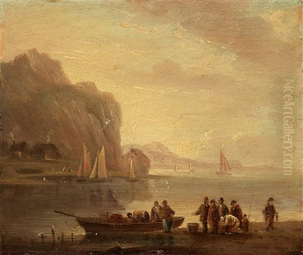 By The Coast Oil Painting by Charles Francois Lacroix