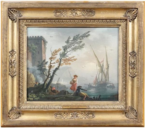 Marine Oil Painting by Charles Francois Lacroix