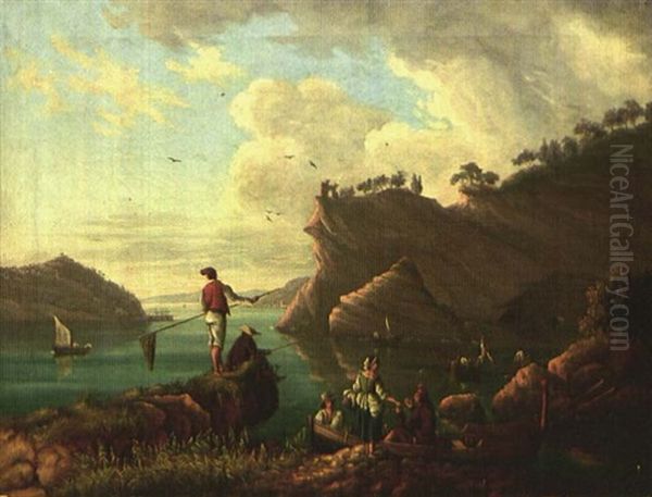 Kustenlandschaft Mit Fischern by Charles Francois Lacroix