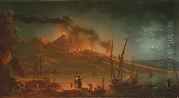 Le Vesuve En Eruption Oil Painting by Charles Francois Lacroix