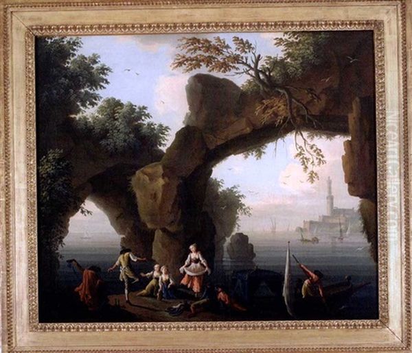 La Danse Au Bord De Mer Oil Painting by Charles Francois Lacroix