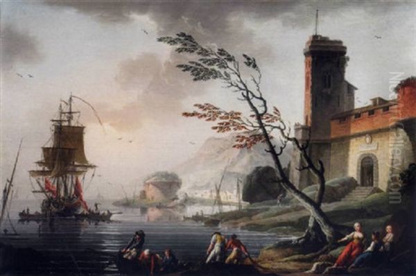 Marine Oil Painting by Charles Francois Lacroix