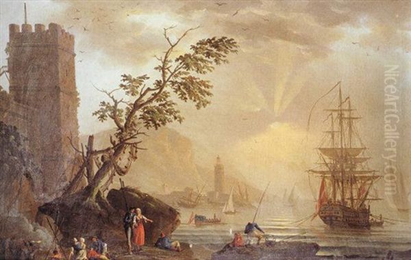 Marine Oil Painting by Charles Francois Lacroix