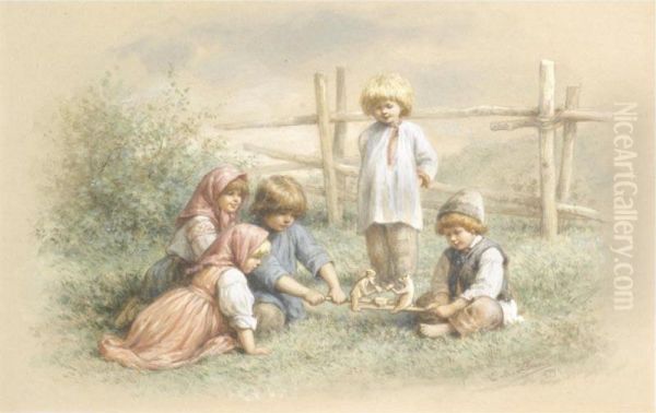 Children At Play Oil Painting by Wilhelm Amandus Beer