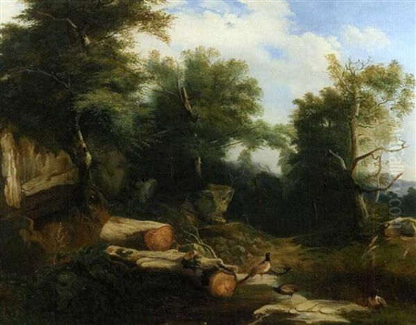 Les Gorges De Franchard A Barbizon Oil Painting by Gaspard-Jean Lacroix