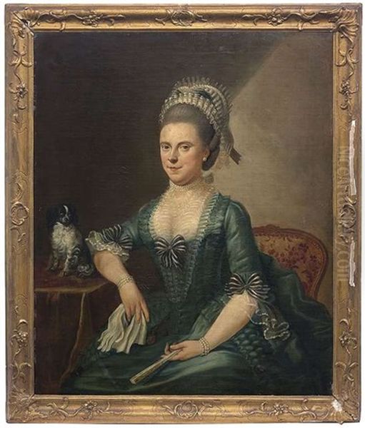 Ein Herr Im Dunkelen Samtrock, Auf Einem Lehnstuhl Sitzend (+ Eine Dame In Grunem Seidenkleid Und Einer Spitzenhaube; Pair) Oil Painting by Pierre Frederic de LaCroix