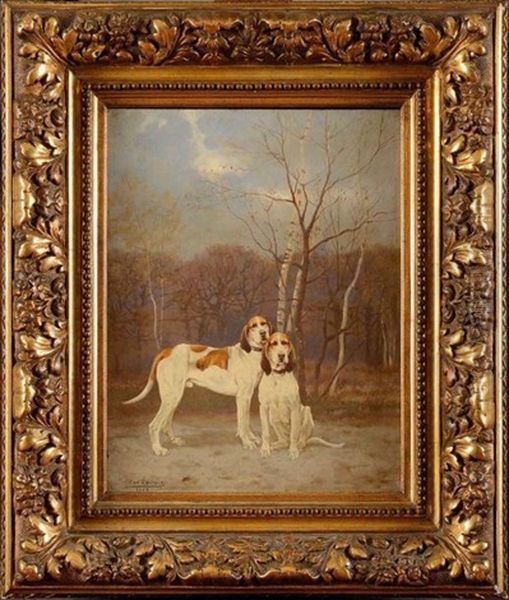 Chiens De Chasse Au Repos Oil Painting by Tristan L. Jules Lacroix