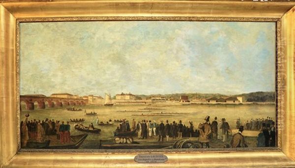 Les Regates De Bordeaux Oil Painting by Tristan L. Jules Lacroix