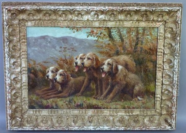 Chiens De Chasse Oil Painting by Tristan L. Jules Lacroix