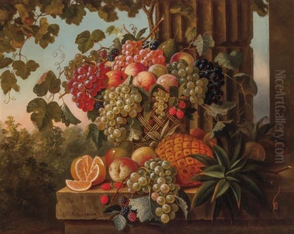 Still Life With Pineapple, Grapes, And Orange Oil Painting by Paul Lacroix