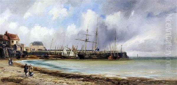 Broadstairs Harbour And Sands Oil Painting by Charles John de Lacy