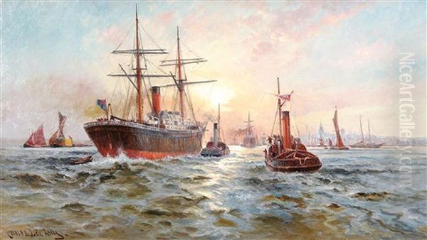 A Donald Curry Royal Mail Steamer Off To The Cape Of Good Hope Oil Painting by Charles John de Lacy