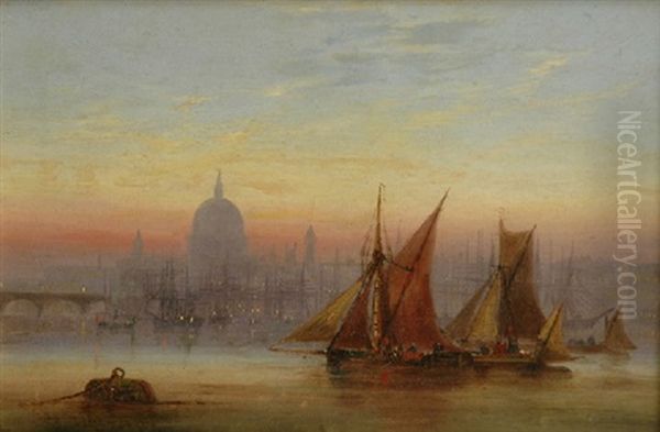 The Pool Of London With St. Pauls Oil Painting by Charles John de Lacy