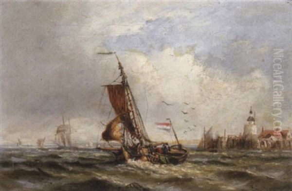 Shipping Offshore Oil Painting by Charles John de Lacy