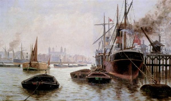 Tower Of London From London Bridge Oil Painting by Charles John de Lacy