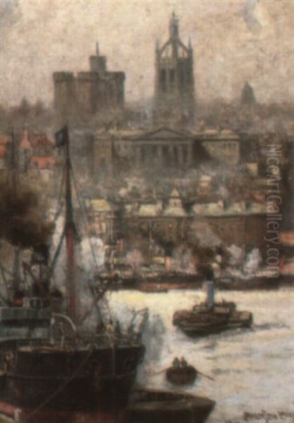 Newcastle On Tyne - On Tyne Side Oil Painting by Charles John de Lacy