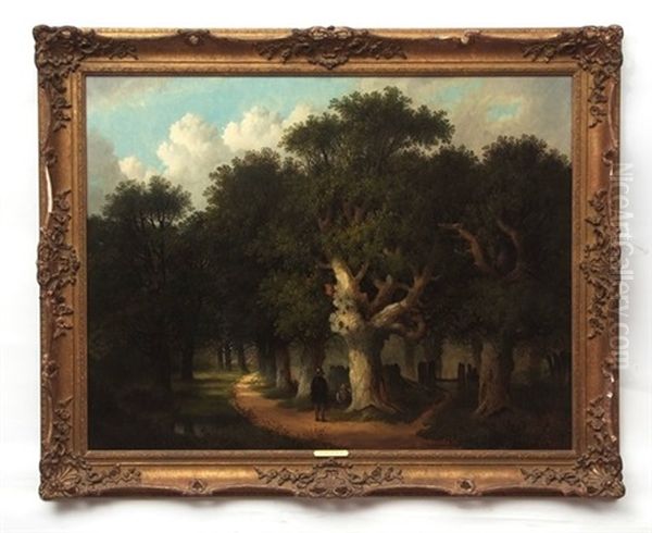 Wooded Landscape With Figures Oil Painting by John Berney Ladbrooke