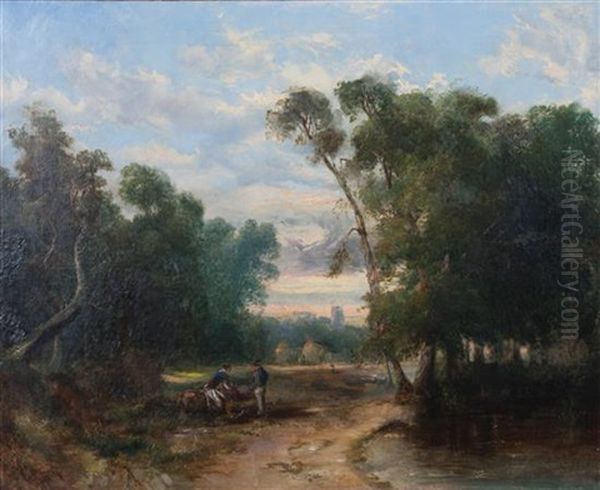 Landscape With Figures Oil Painting by John Berney Ladbrooke