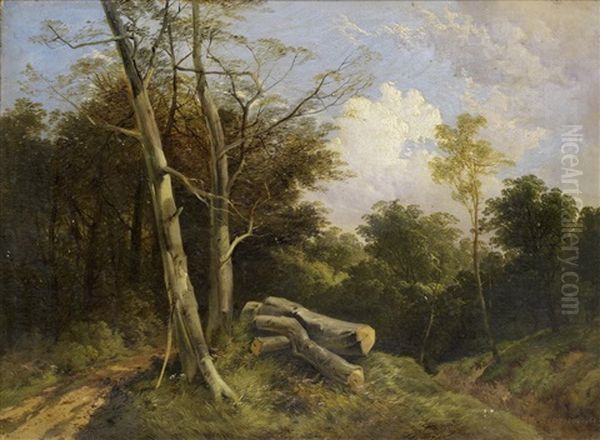 A Woodland Path Oil Painting by John Berney Ladbrooke