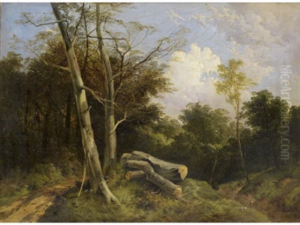 A Woodland Path Oil Painting by John Berney Ladbrooke