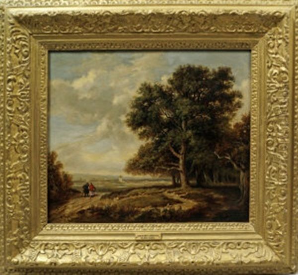 Figures In A Landscape Oil Painting by John Berney Ladbrooke