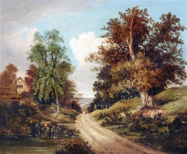 Rural Landscape With Figure On Horseback In A Lane Oil Painting by John Berney Ladbrooke