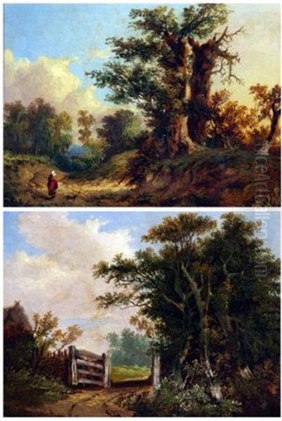 Country Landscapes (pair) Oil Painting by John Berney Ladbrooke