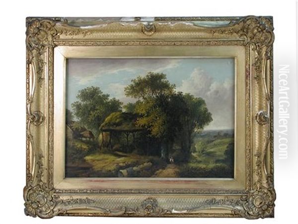 A Woodman Working In A Pastoral Landscape by John Berney Ladbrooke