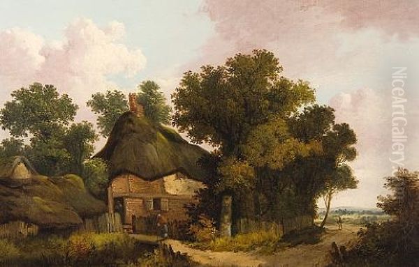 Cottage In A Landscape Oil Painting by John Berney Ladbrooke