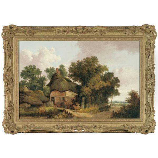 Country Landscape With Cottages by John Berney Ladbrooke