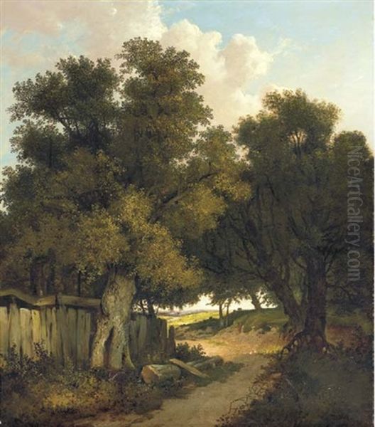 Wooded Landscape Oil Painting by John Berney Ladbrooke