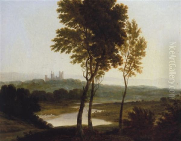 Landschaft Mit Schloss Und Fluss Oil Painting by John Berney Ladbrooke