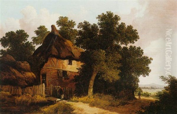 Landscape With Figure By A Cottage by John Berney Ladbrooke