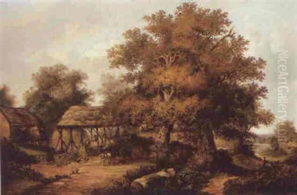 A Wooded Landscape With A Farm Oil Painting by John Berney Ladbrooke