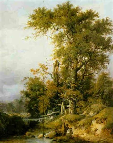 Angels By A Wooded River Oil Painting by John Berney Ladbrooke