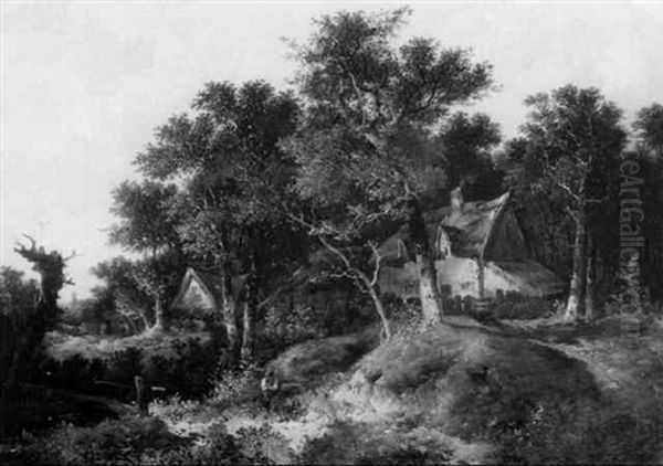 Cottage Scenery In Suffolk Oil Painting by John Berney Ladbrooke