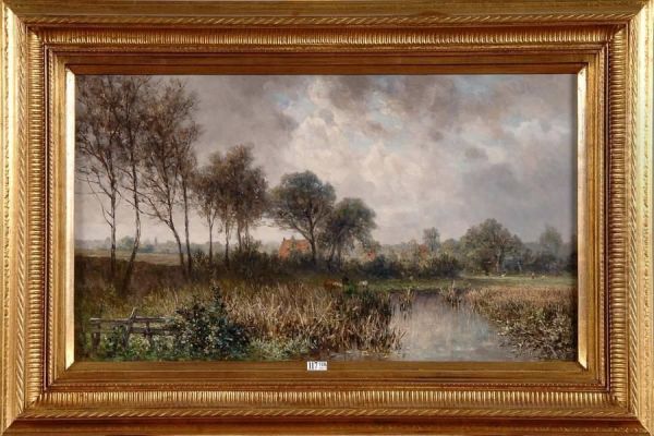 Paysage Aux Vaches Oil Painting by Euphrosine Beernaert