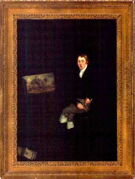 Portrait Od Robert Dixon, Landscape Painter In Norwich Oil Painting by Robert Ladbrooke