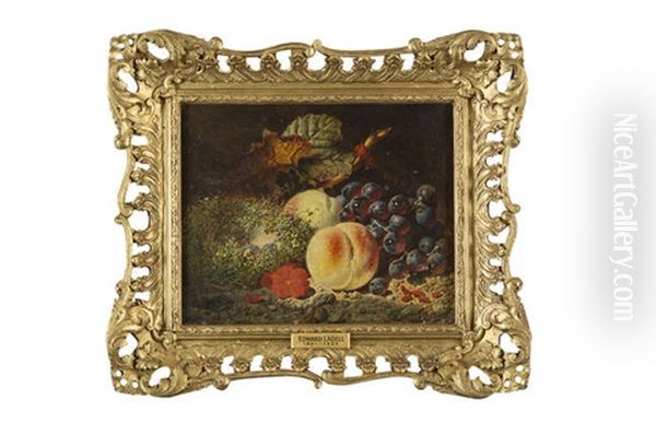 Still Life With Fruit On A Mossy Bank Oil Painting by Edward Ladell