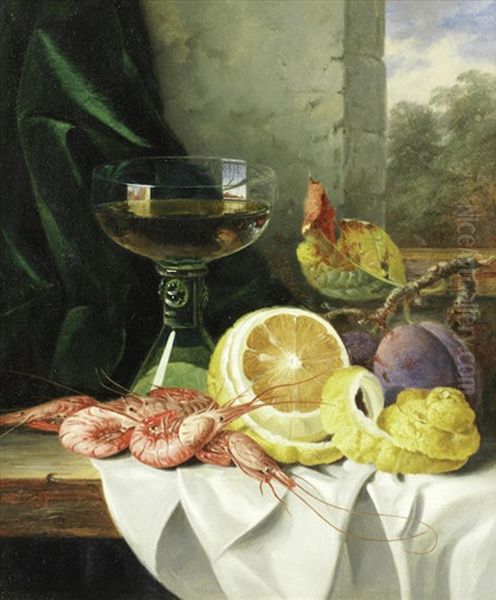 Still Life With Prawns Oil Painting by Edward Ladell